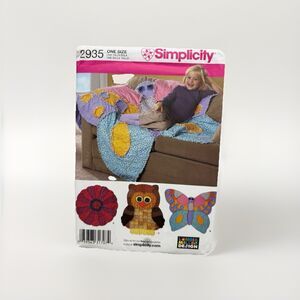 Simplicity Sewing Pattern 2935 Rag Quilts Flower Butterfly Owl Crafts Blankets